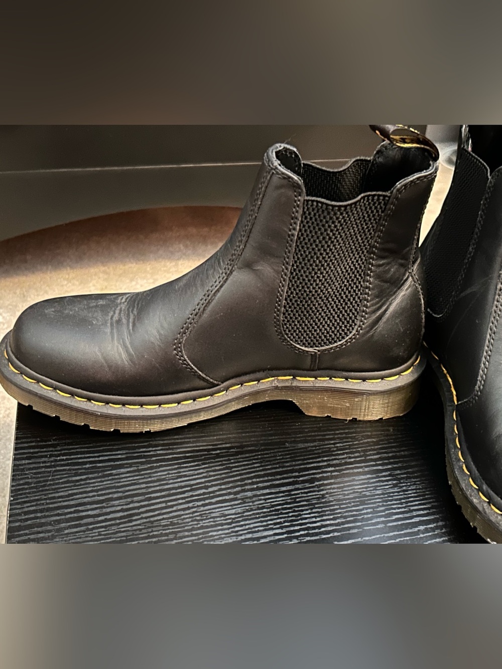 Dr. Martens Black Leather Chelsea Boots with Yellow Stitching - Picture 5 of 10